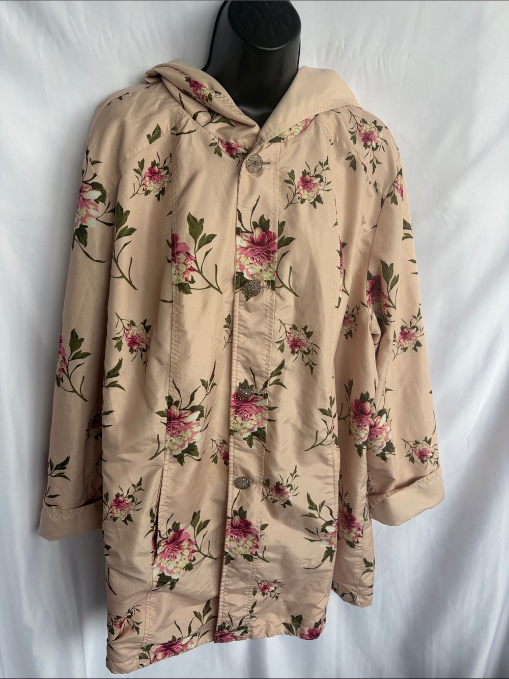 GUC Susan Graver reversible jacket w/ hood, xl, 25” PTP, 33” L